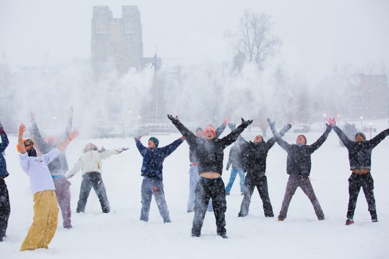Students Playing in Snow